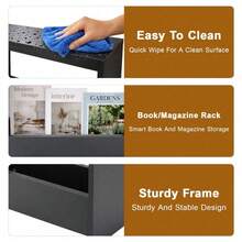 Shoze Modern Side Table With Magazine Rack Narrow End Table Slim Storage Organizer For Living Room Bedroom Office 55x20x65cm - Black - View 4