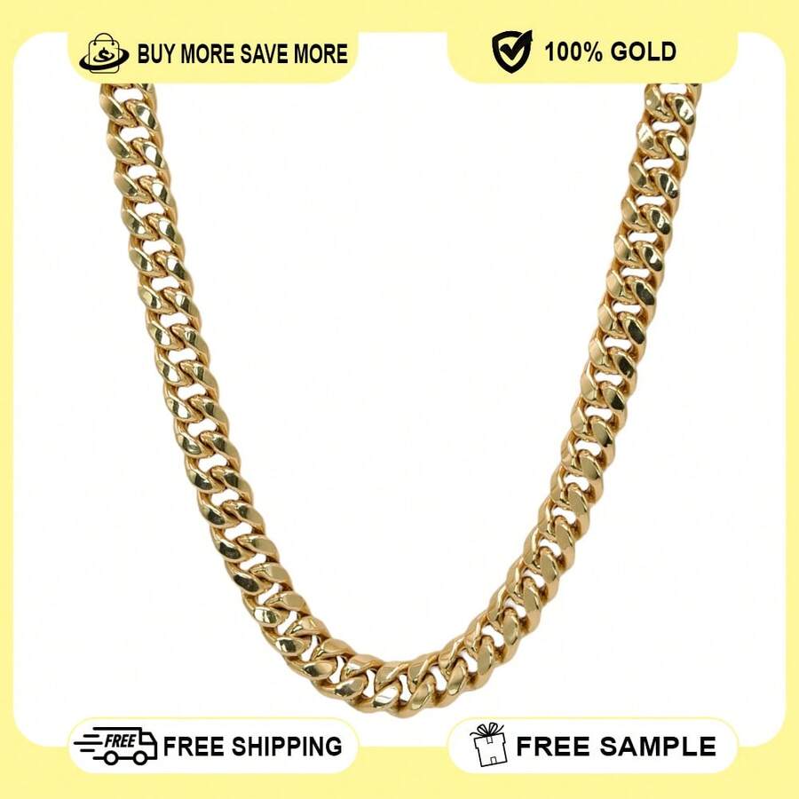 10K Yellow Gold Cuban Link Hollow Chain Necklace 24'' X 8.5mm, 50.4g - Multicolor - View 1