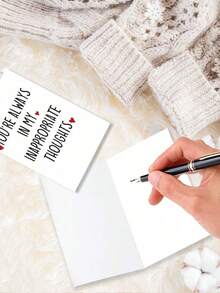 1pc Humorous Naughty Love Greeting Card, Funny Valentine's Day Birthday Anniversary Card For Husband Boyfriend - Trắng - Xem 3