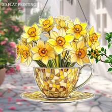 2D Flat Acrylic Airplane Decor, Narcissus Flower, Decorative Sculpture And Ornament, Spring Decoration, Outdoor Garden Decor, Home Decor, Window Decor, Perfect Holiday Gift For Family And Friends - A - View 4