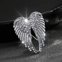 Fashion European And American Angel Wings Wings Inlaid Rhinestones Men's Couple Personality Gorgeous Clothing Accessories Brooch Pin - 銀色 - 查看 6