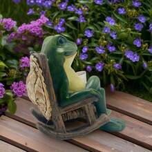 Cute Cartoon Frog Rocking Chair Decor Figurine, Creative Landscape Garden Animal Desktop Decoration, Suitable For Holiday Gifts, Garden Landscaping - Frog - View 6