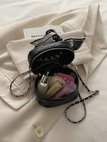 2026 Spring New Fashion Mini Handbag For Women, Quilted Chain Shoulder Bag - Black - View 4