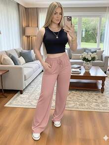 Women Pants - 粉紅色的 - 查看 2