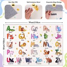 Kids Rugs For Playroom, 4x5 Feet Educational Rug For Learn The ABC Alphabet, Soft Machine Washable Non-Slip Cute Cartoon Animals Carpet For Classroom Toddler Nursery Kids Room Decor, Beige - Màu be ABC - Xem 9
