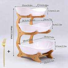 2/3-Tier Fruit Rack Snack Storage Tray, Decorative Rack - Plastic Fruit Bowl Set For Kitchen And Dining - Multi-Layer Fruit, Snack, And Dessert Tray - For Parties, Outdoor Gatherings, Gifts - White - View 15