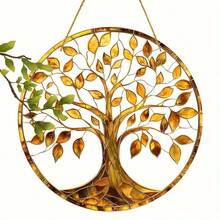 1pc Solar Powered Tree Of Life Pendant, Metal Art Garden Decor, Window Hanging, Indoor Home Decoration, Gift For Men, Family, Sister, Mother - E - View 8