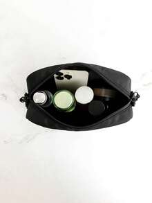 黑色时尚斜挎包，尼龙材质，拉链封口——休闲外出、旅行和通勤的理想之选 - 黑色 - 查看 3