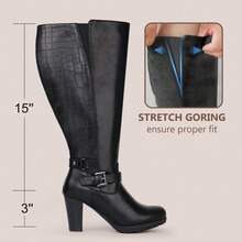 Botas y botines de ajuste ancho para mujer - Negro - Ver 2