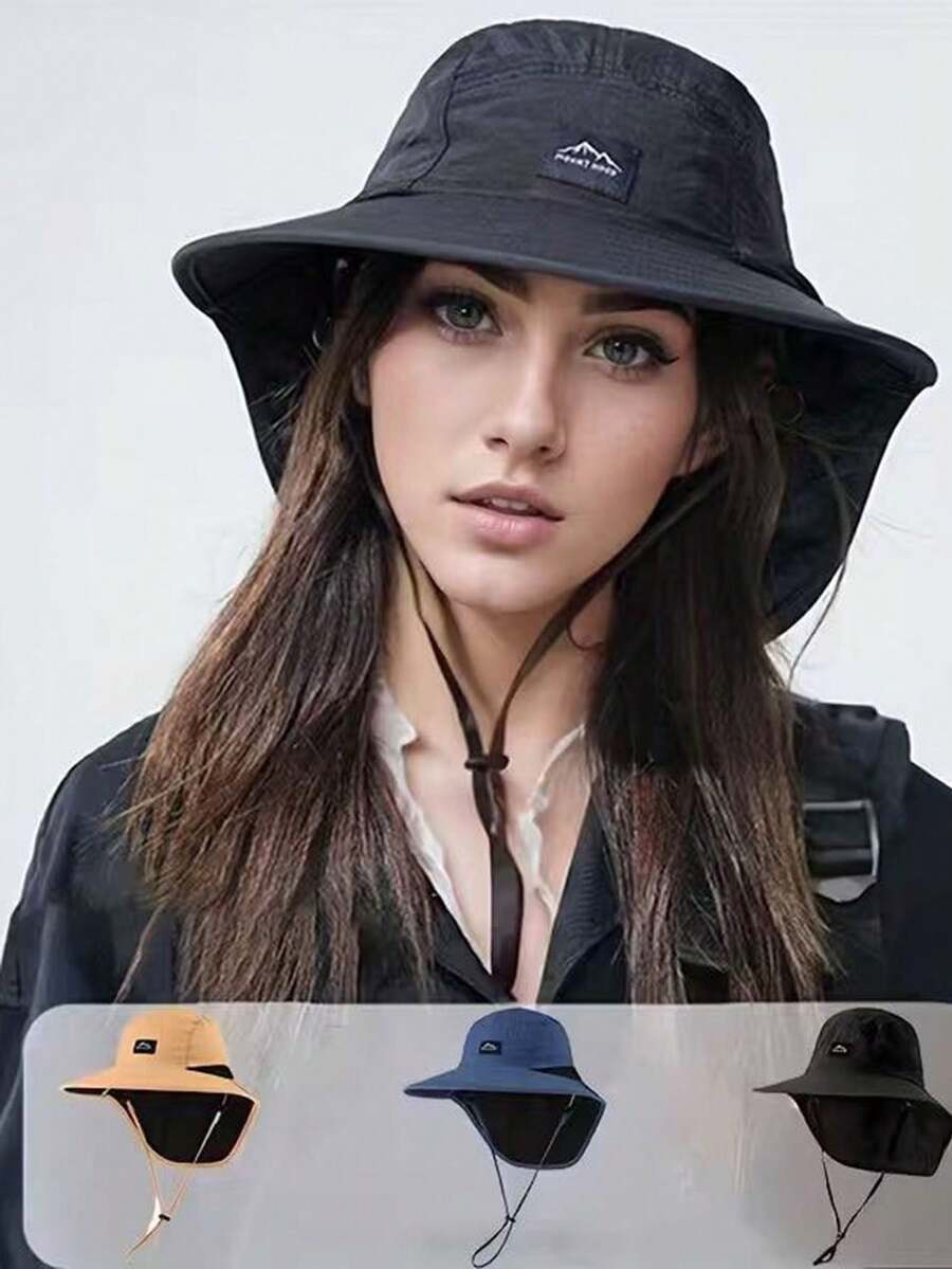 五色多功能户外帽，男女通用，时尚宽檐遮阳帽，配有可调节抽绳，适合户外运动、钓鱼、徒步旅行和露营 | 沙滩帽，透气耐用材质，可水洗，多种颜色可选，男士休闲帽，女士防晒帽，送给妈妈的礼物，父亲节礼物