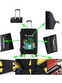“Let's Go Travel”图案印花通用行李箱套 18-32 英寸 | 耐用行李箱保护套，弹性包边，适用于旅行、飞行、度假、蜜月 | 男女旅行必备配件 - 完美的独特生日礼物、情人节礼物、开斋节礼物 - 彩色 - 查看 5