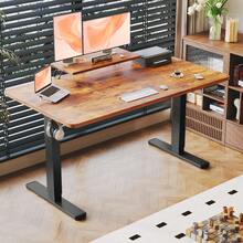 Devoko Gunji 120/140/160cm Height Adjustable Desk With Monitor Stand, Ergonomic Desk For Home Office, Office Table - Rust Brown - View 1
