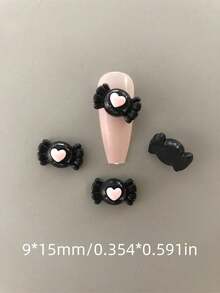 Bulk Supply 30Pcs Kawaii Cartoon Sweet Cool Y2K Halloween Japanese Black Pink Love Heart Pencil Capsules Skull Bow Wings Musical Note French Nail Art Charms Resin Decor Junk Phone Case Laptop Mirror Accessories Handcraft Diy Parts - Multicolor - View 7