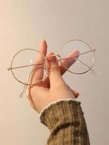 1pc Women Blue Light Glasses Reading Daily School Life Eye Clothing Accessories - 1件金白色扁平 - 查看 1