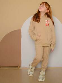 Girls' Set - New Release - Blouse And Pants - Fits Ages 2 To 12 - Winter Clothing - Beige - View 5