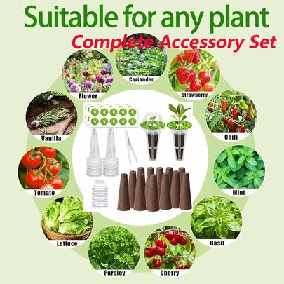 Hydroponic Sprouting Kit Materials, Indoor Hydroponic Planting System. Designed As A Perfect Alternative To AeroGarden Planting Pots, Fully Compatible With All Models (IDOO, Bounty, Harvest, Etc.) And Most Indoor Hydroponic Systems.