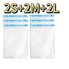 Bolsas de compresión de viaje, bolsas enrollables para ahorrar espacio de viaje para equipaje, ropa esencial para crucero, bolsa comprimida plegable - 6 Combinaciones 2S 2M 2L - Ver 10