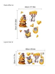 1pc Multi-Size PVC Removable Wall Sticker, Cartoon Wall Decal, Monkey Switch Sticker, Elephant Carrying Lion & Leopard, Dog Squatting, Owl Learning Park, Mouse & Cheese, Children's Elements Decorative Wall Sticker, Suitable For Bedroom, Living Room, Study, Dining Room, Bathroom, Home Wall Decor, Room Decoration - Multicolor - View 9