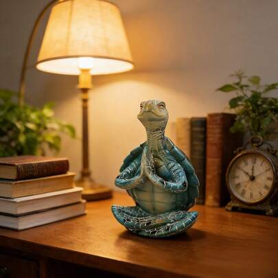 Zen Yoga Sea Turtle Figurine, Healing Home Decor, Lucky Fortune Desktop Craft