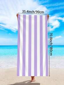 Vitality Striped Beach Towels, Essential Beach Items, Anti Sand Beach Blankets, Father's Day Birthday Anniversary Gifts, Thanksgiving Gifts, Christmas, Halloween, Easter, Anniversary Celebrations - 淡紫色 - 查看 7