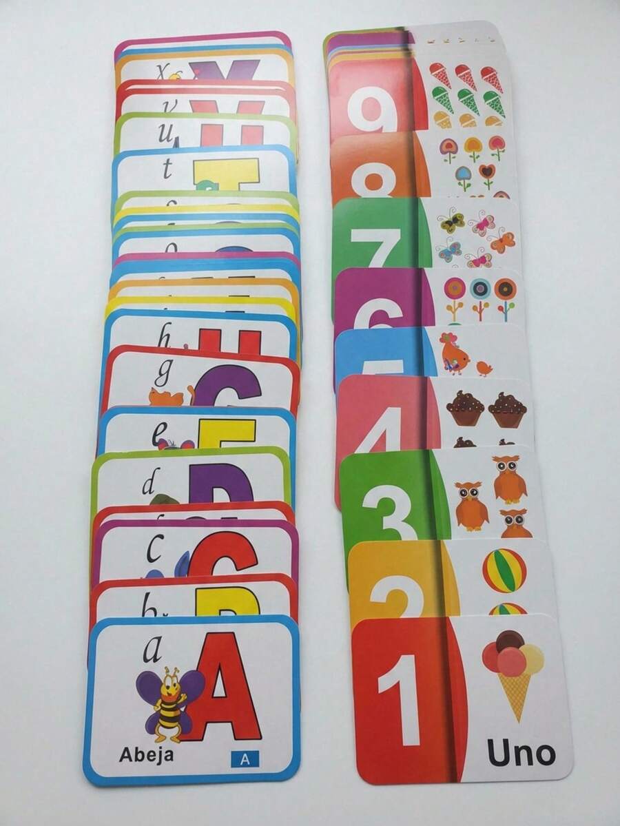 Set de Flashcards Educativas: Abecedario y Números en Español para Niños - Multicolor - Ver 1