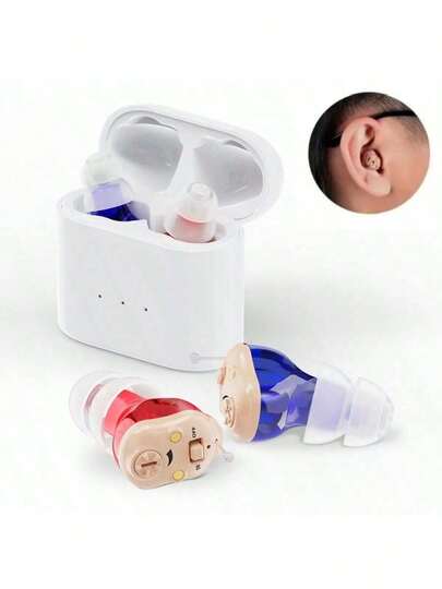 助听器，无线声音放大器 ITE 迷你隐形助听器，适用于老年人和听力障碍人士