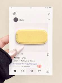 1 pieza Soporte deslizante de espejo de cuero y teléfono, de unicolor y textura de cuero, espejo portátil y soporte para teléfono adecuado para teléfonos y tabletas, regalo de primavera - Multicolor - Ver 6