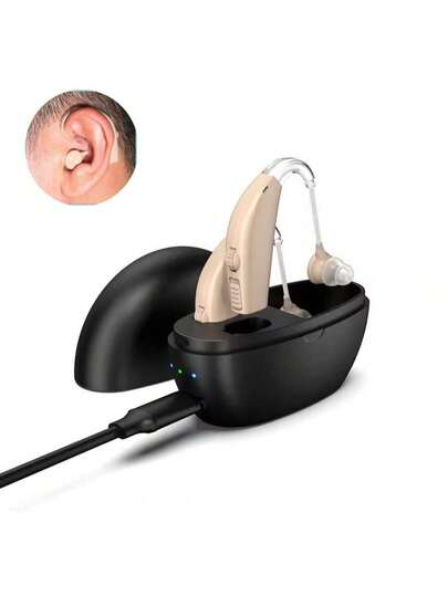 助听器，便携式双耳助听器，适用于老年人，磁吸式充电，降噪声音放大器，音量可调