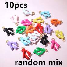 10 piezas de 16x10x5mm Colgantes de coral esmaltado 3D de aleación metálica para hacer joyas DIY, accesorios para pulseras, aretes, collares - coral - Ver 10