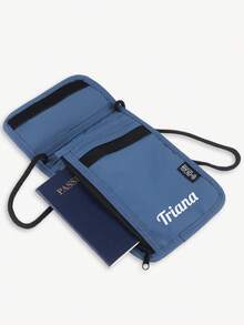 1个定制姓名颈挂式旅行收纳包，个性化时尚字母组合颈挂钱包，带RFID屏蔽安全功能，斜挎隐藏式口袋，可收纳护照、卡片、机票、身份证、现金等，多功能收纳包，轻便时尚护照夹，男女皆宜的礼物 - 彩色 - 查看 4