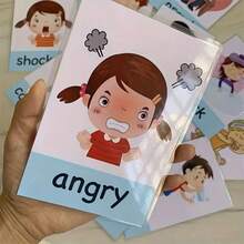 Una colección de 12 tarjetas de vocabulario en inglés emocional diseñadas para el entrenamiento interactivo de la memoria, con ilustraciones vibrantes. Perfecto para Navidad, Halloween y otras reuniones festivas - Multicolor - Ver 10