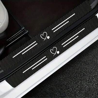 Carbon Fiber Texture Car Door Sill Protector, Anti-Scratch Door Entry Protection Sticker, Wear-Resistant Vehicle Door Sill Protector, Universal Car Door Sill Protective Cover, Self-Adhesive Car Door Sill Decorative Sticker, Anti-Collision And Anti-Scratch Car Door Edge Protector, Durable Carbon Fiber Style Auto Accessories, Waterproof Decorative Car Door Sill Strip Suitable For Sedan SUV Truck, Easy To Install Exterior And Interior Protection Parts