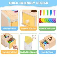 Montessori Toys For 1+ Year Old 4 In 1 Object Permanence Coin Box Ball Drop Color Sorting Sensory Fine Motor Skills Toys Shape Sorter For Toddlers 1-3 Gifts For 1 2 3 Year Old Girls Boys - As Pic - View 7