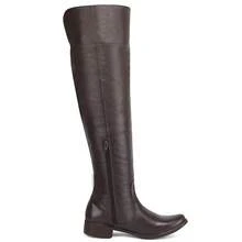 Bota Feminina Over Preta Rasteira Salto Baixo Couro Zíper Lateral - Café - Visão 7