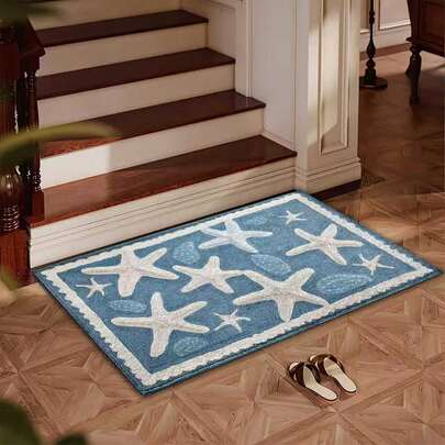 1件装抽象几何海星图案门垫，小地毯，迎宾垫，地毯，地垫，户外门垫，厨房地毯，家居装饰，前门垫，小地毯，户外垫，家居装饰，地毯，花园地毯，可水洗地毯