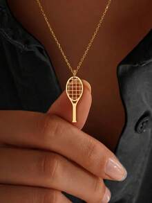 suteyi 18K Gold Plated Delicate Tennis Racket Necklace, Suitable For Tennis Lovers, Sports Jewelry, Daily Wear, Gift For Her - Multicolor - View 7