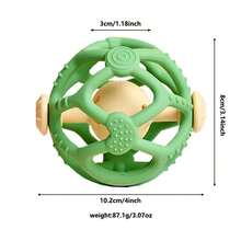 1个硅胶宠物摇铃球，狗狗玩具，耐啃咬，牙齿护理，会发出吱吱声，适合幼犬和小型犬的互动玩具 - 彩色 - 查看 2