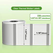 1Roll Transparent Thermal Sticker For M110/M100/M220/M221/M108 Round & Square Waterproof Labels, Adhesive Barcode/Shipping/Address Labels, Tear Resistant, Suitable For Gift Wrapping And Small Businesses - Square 1.57in*1.18in(40*30mm) - View 4