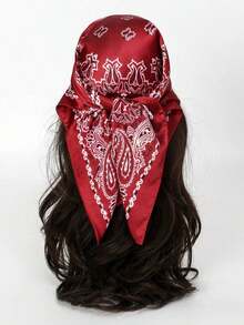 1pc Paisley Pattern Bandana Boho Headscarf, Can Be Used As Beach Fashion Neckerchief For Dress - S41246 Red - View 12