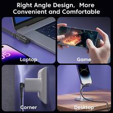 BinBoom Cáp sạc nhanh USB C sang Lightning, đạt chứng nhận MFi, thiết kế dẹt 90° bằng nylon, công suất 27W, tương thích với iPhone 14/13/12/11/X - Dùng hàng ngày và khi đi du lịch. Tương thích với 14 Pro Max, 14 Pro, 14 Plus, 13 Pro Max, 13 Pro, 13, 12 Pro, 12, 11, XS, XR, 8 Plus, 8, 7, 6, 5, SE và các bộ sạc khác. - Nhiều màu 1 - Xem 8