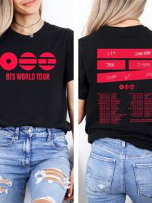 World Tour 2026 T-Shirt,  2026 Konzert-T-Shirt, ARMY-Fan-Geschenk,  Comeback-Pullover,  Merchandise, ARMY-Fan-T-Shirt - 黑色 - 查看 1