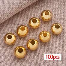100颗光滑圆形珠子，金色银色隔珠，散珠，无缝黄铜小珠，适合夏季夏威夷风格，可叠戴项链、手链、耳环制作 - 彩色 - 查看 11