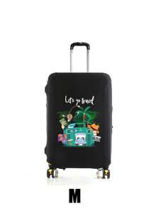 “Let's Go Travel”图案印花通用行李箱套 18-32 英寸 | 耐用行李箱保护套，弹性包边，适用于旅行、飞行、度假、蜜月 | 男女旅行必备配件 - 完美的独特生日礼物、情人节礼物、开斋节礼物 - 彩色 - 查看 13