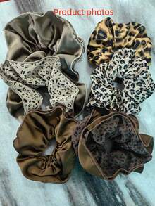 1pc Oversized Leopard Print Scrunchie, Soft Fabric Hair Tie, 15cm Diameter, Fashionable Hair Accessory, Essential For Daily Wear, Parties, Travel, Back To School, Limited Edition Hot Seller - Multiple Styles - View 8