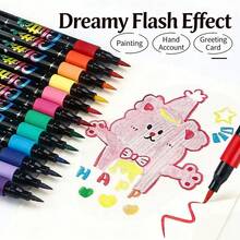 12-80 Colors Glitter Soft Tip Markers, Highlighter Pens For Children Students, Fluorescent Drawing Pens For Layered Coloring, Colorful Stationery For School, Birthday Gift, Back To School - Multicolor - View 8