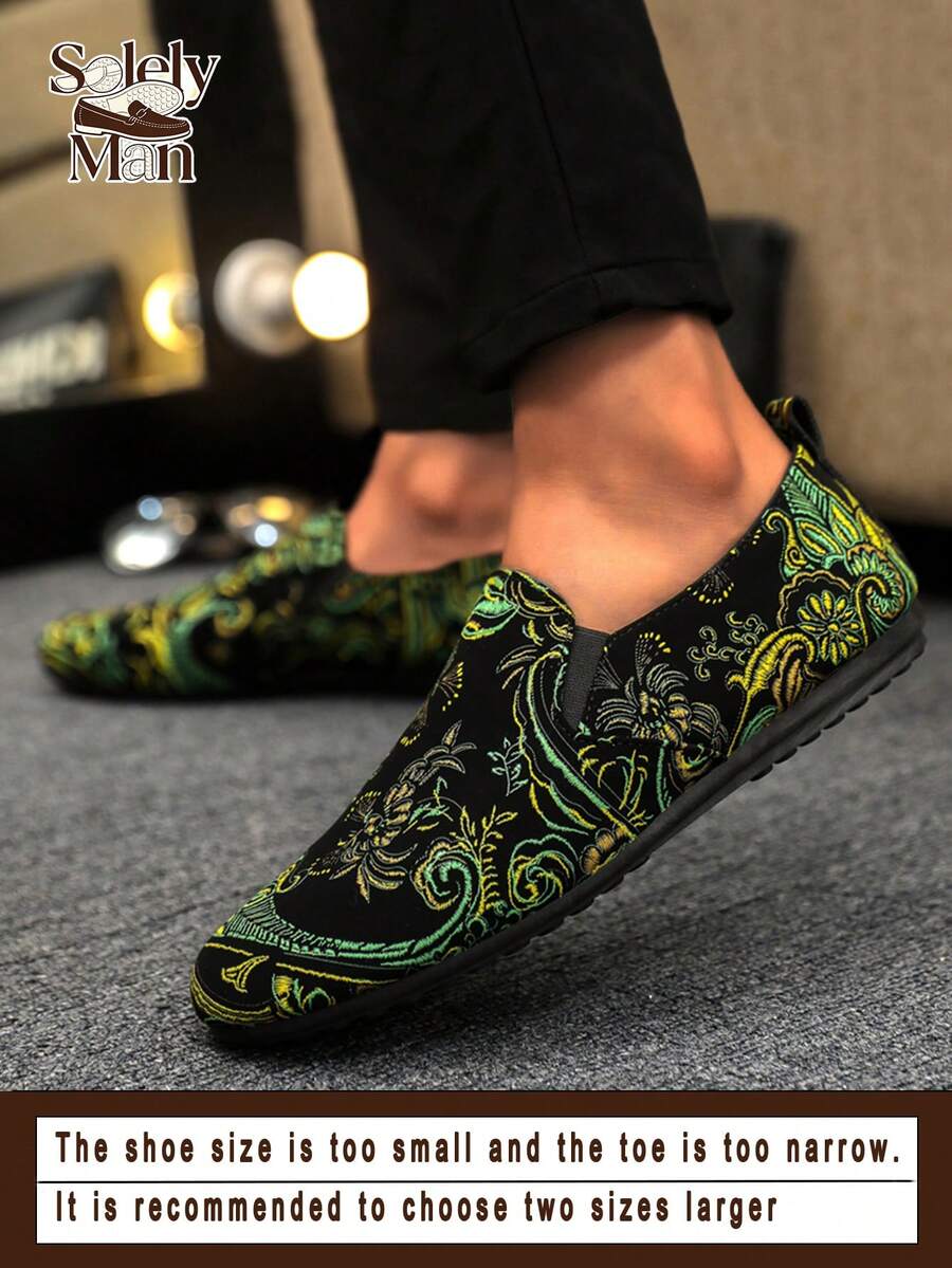 Men's Loafers New Casual Shoes Versatile Moccasins Slip-On Fisherman Shoes Slouchy Shoes Youth Shoes Canvas Flat Boat Shoes Men's Shoes Black Formal Shoes Casual Cloth Shoes Leather Shoes (Run Small And Narrow, Please Order 2 Sizes Up) - Green - View 1