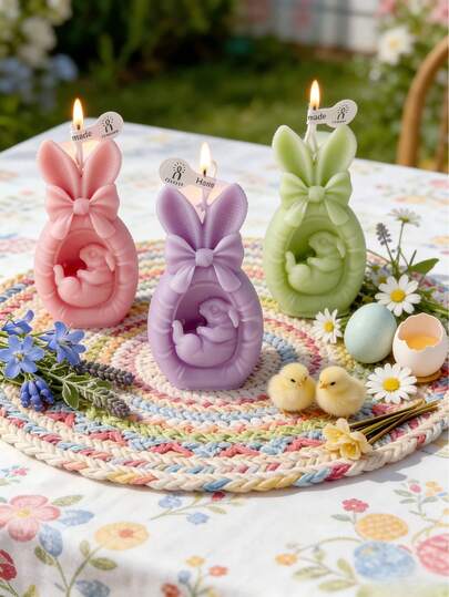 Vela con forma de conejo de Pascua, hecha a mano de cera de soja, tonos suaves, opciones de fragancia de sándalo/vainilla, decoración de vela con animal adorable, adecuada para el hogar, regalos de Pascua, recuerdos de boda, parejas, sala de estar, dormitorio, mesa de comedor, decoración primaveral, Día de San Valentín, Día de la Madre, cumpleaños, regalos festivos