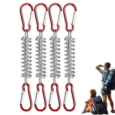 4/6pcs Camping Tent Spring Clip Set, Tent Spring Porch Swing Clips, Heavy Duty Frame Accessories Sun Shade Tensioner, For Fixing Waterproof Tent Canopy