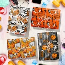 6/12pcs Basketball Themed Wrapping Paper, Each Size 50.8 X 71.1cm, Featuring 3-Point Shot And Dunk Patterns, Ideal For Basketball Fans' Birthdays And Holidays, Perfect Gift Choice - Multicolor - View 4