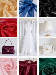 1 mảnh vải organza mềm mại, mỏng nhẹ, trong suốt như vải voan, thích hợp để tự làm khăn voan cô dâu. - Nhiều màu - Xem 7